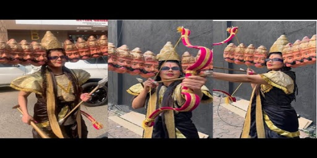 राखी सावंत ने रावण का अनोखा रूप धारण कर मुंबई की सड़कों पर किया धमाकेदार डांस