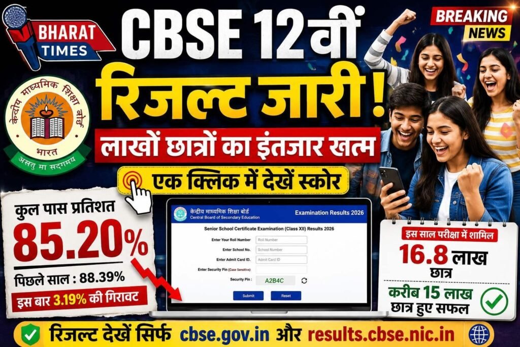 CBSE बोर्ड ने जारी किया 12वीं का परिणाम, छात्र तुरंत करें चेक