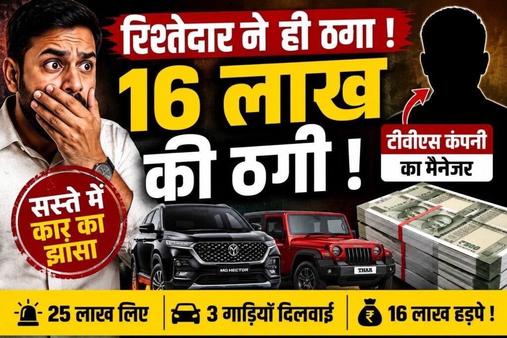 16 लाख की ठगी ; टीवीएस कंपनी के मैनेजर रिश्तेदार ने ही ठगा