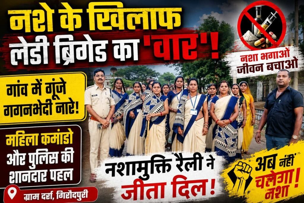 “नशे के खिलाफ गांव में उतरी ‘लेडी ब्रिगेड’! पुलिस संग महिला कमांडो की हुंकार, गूंजे ‘नशा भगाओ, जीवन बचाओ’ के नारे”