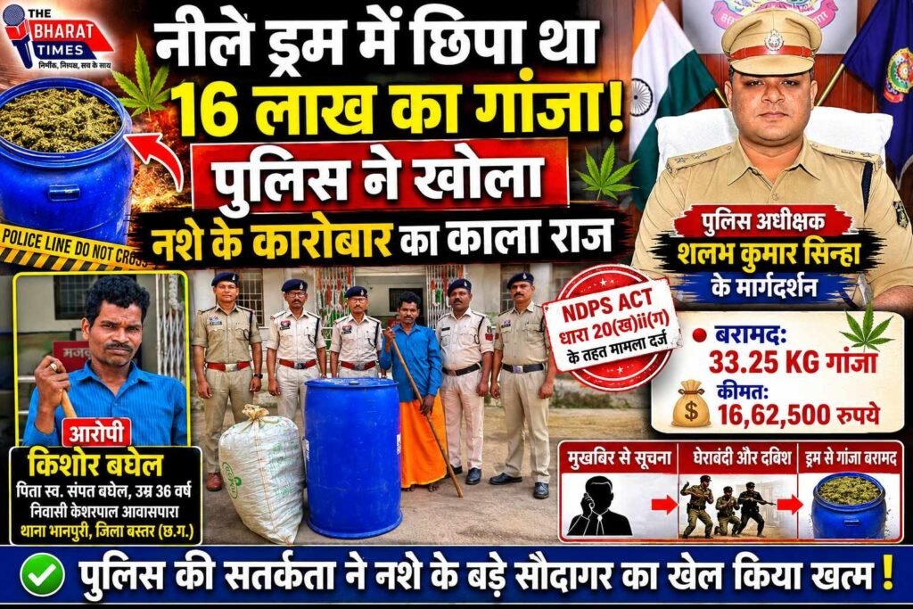 बस्तर जिले के केशरपाल में गांजे का बड़ा जखीरा बरामद, 16.62 लाख की खेप संग तस्कर गिरफ्तार