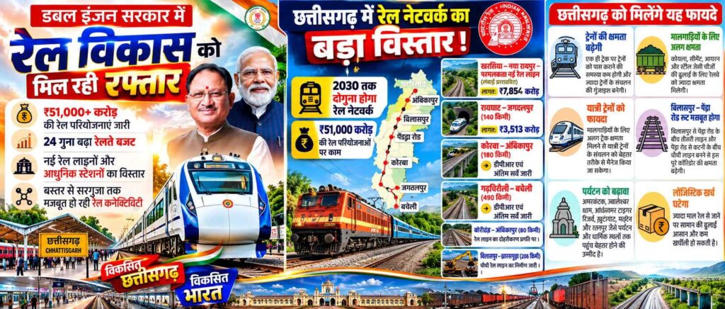 रेल नेटवर्क के विस्तार से बदल रही छत्तीसगढ़ की कनेक्टिविटी औद्योगिक विकास को मिलेगी नई गति